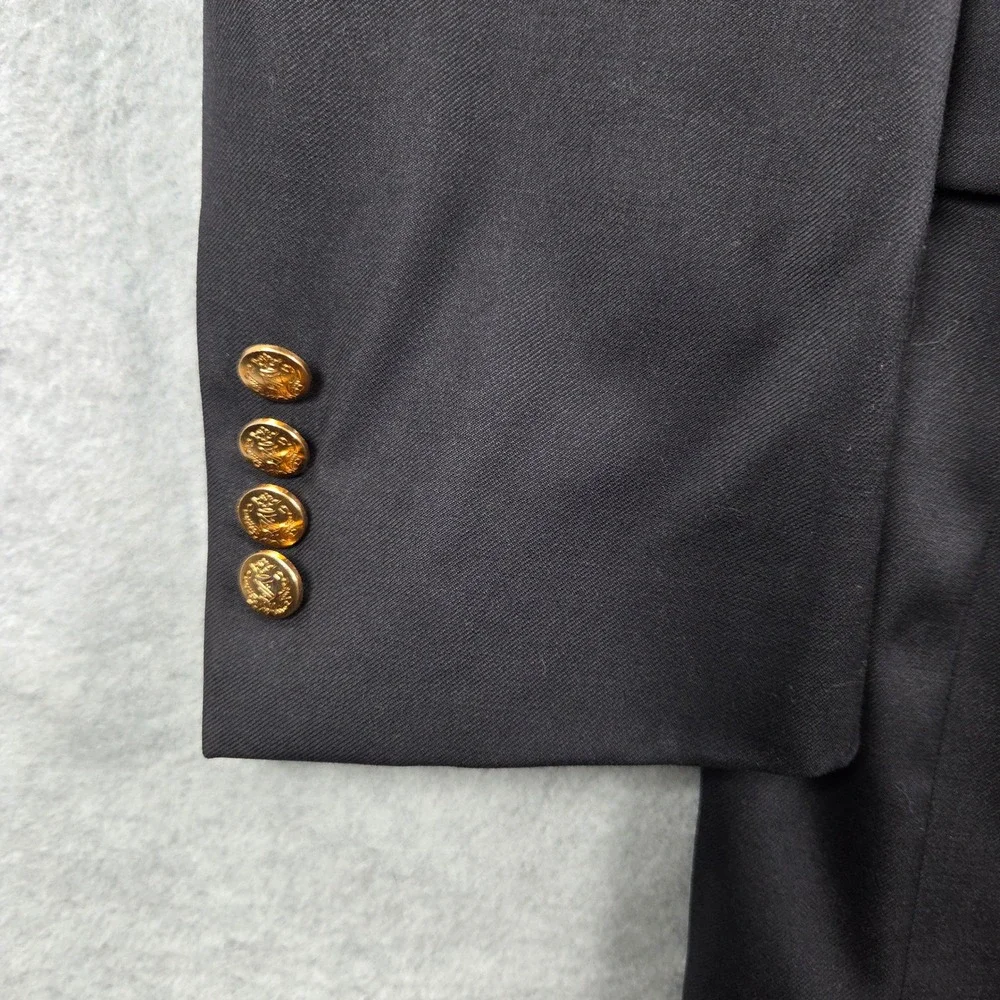 Jos. A. Bank Blazer Mens 39R Navy Blue Wool Gold Crest Buttons Signature